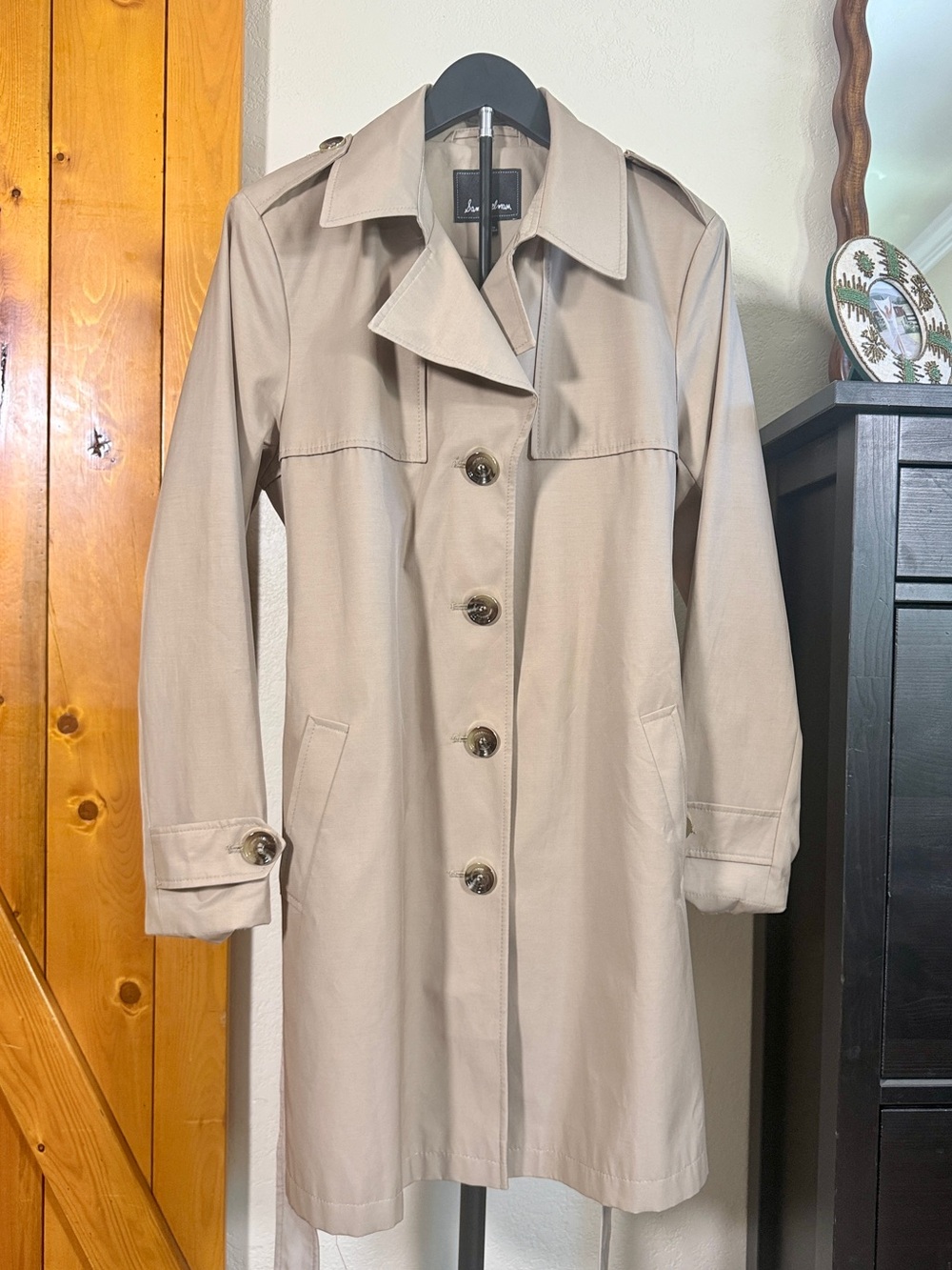 Sam Edelman Water Repellant Beige Tan Trench Coat Size Large NWOT